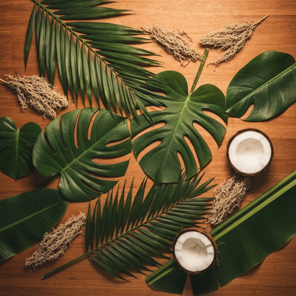 Tropical leaves and sea moss